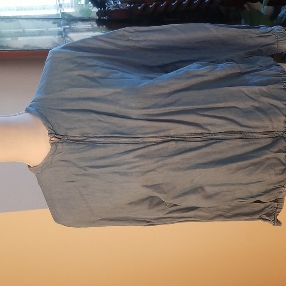 Zara Trafaluc Blue Denim Zipper Jacket W Pockets 3/4 Sleeve - Picture 6 of 9